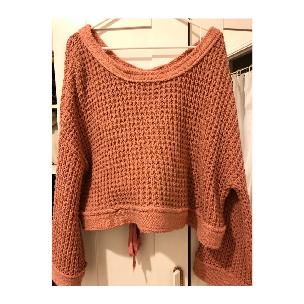 Free People oversized Pink Knit Sweater || XS